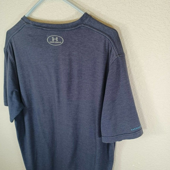 UNDER ARMOUR Men's Medium Dark Blue Heatgear T-Shirt 100% Polyester - Picture 5 of 8